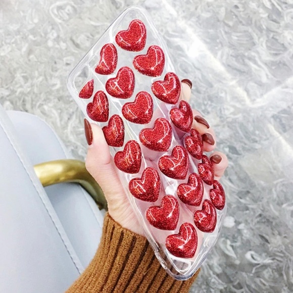 LAST ONE! NEW iPhone 7/8 Glitter Heart Grip Case - Picture 2 of 3